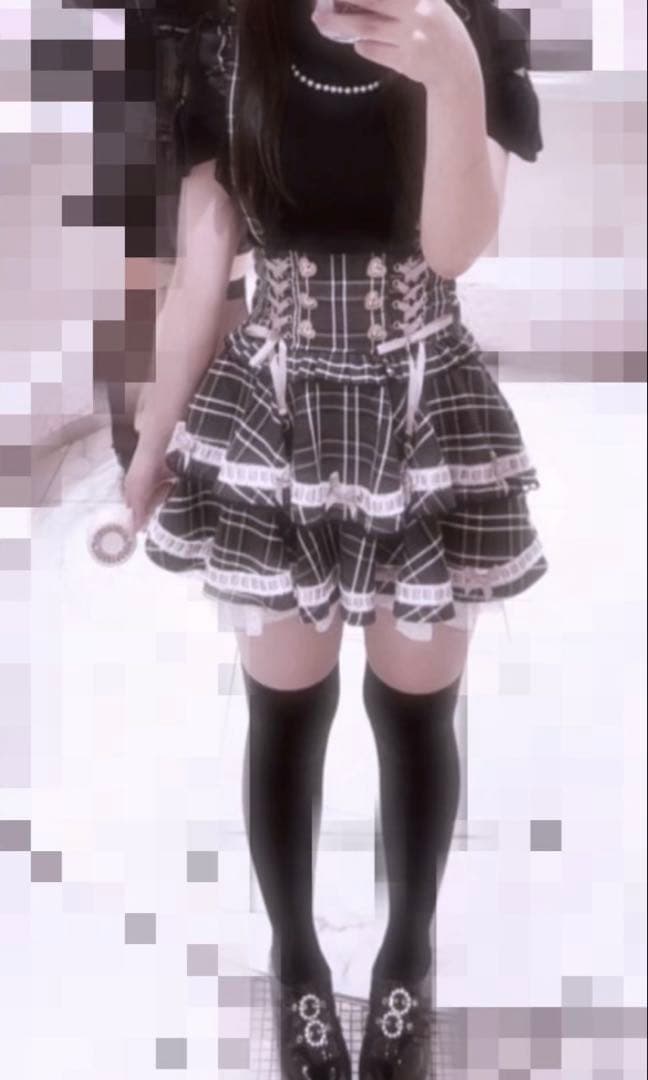 LIZLISA はしごリボンチェックティアード スカパン