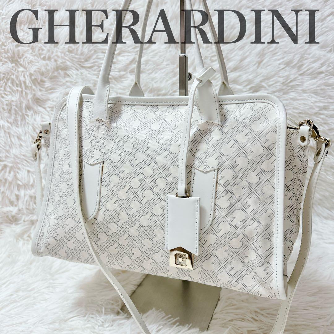GHERARDINI ゲラルディーニ 2way ハンドバッグ ソフティ 総柄 白