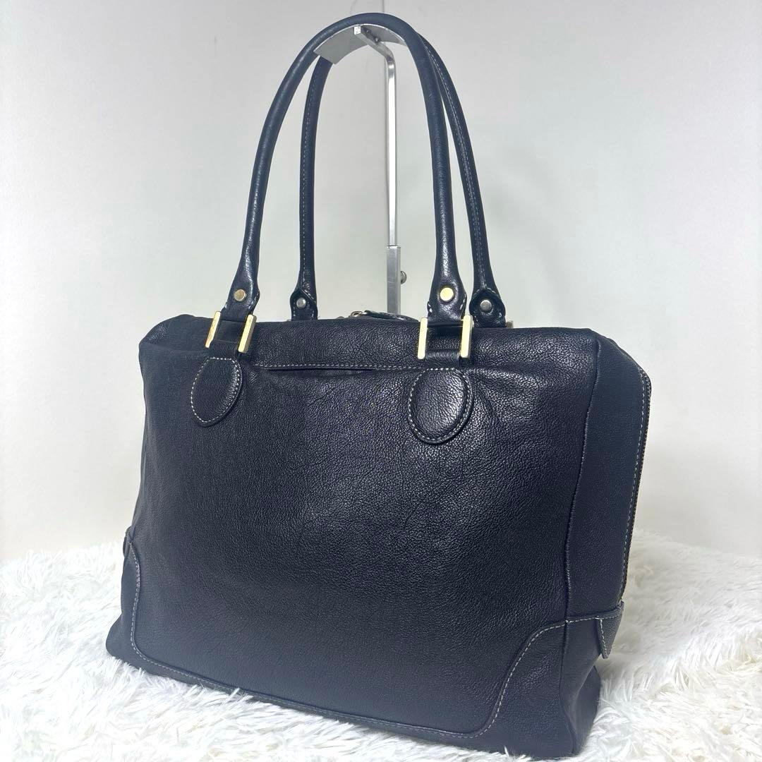 [良品]土屋鞄　ツチヤカバン　ビジネスバッグ　ブリーフケース　シボ革　大容量　黒