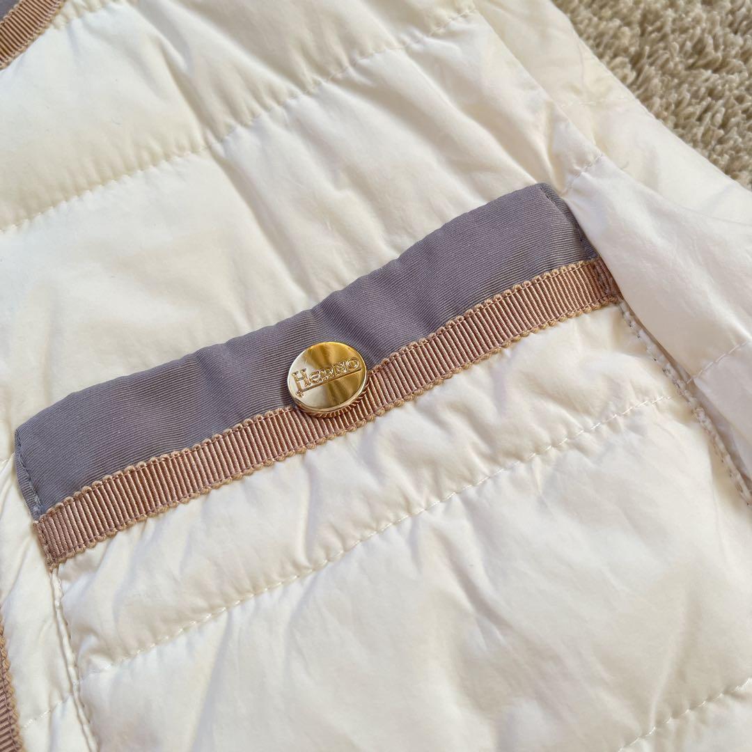 美品　大きいサイズ　HERNO ヘルノ　ダウンベスト　バイカラー　白　グレー