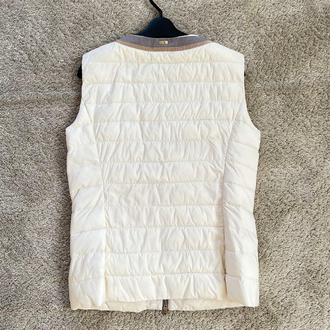 美品　大きいサイズ　HERNO ヘルノ　ダウンベスト　バイカラー　白　グレー