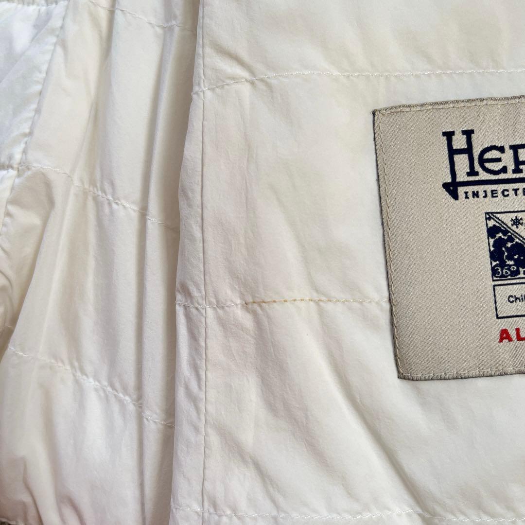 美品　大きいサイズ　HERNO ヘルノ　ダウンベスト　バイカラー　白　グレー