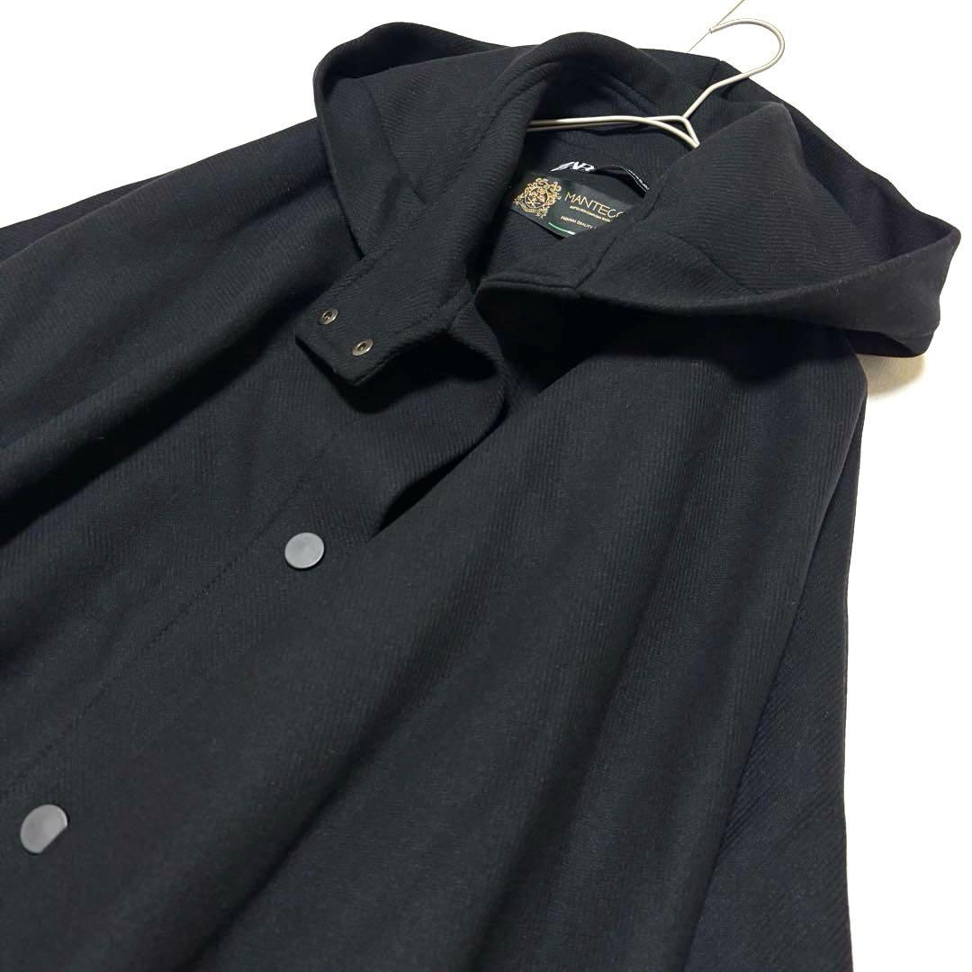 美品✨ZARA MANTECO ポンチョコート ブラック フード付き M