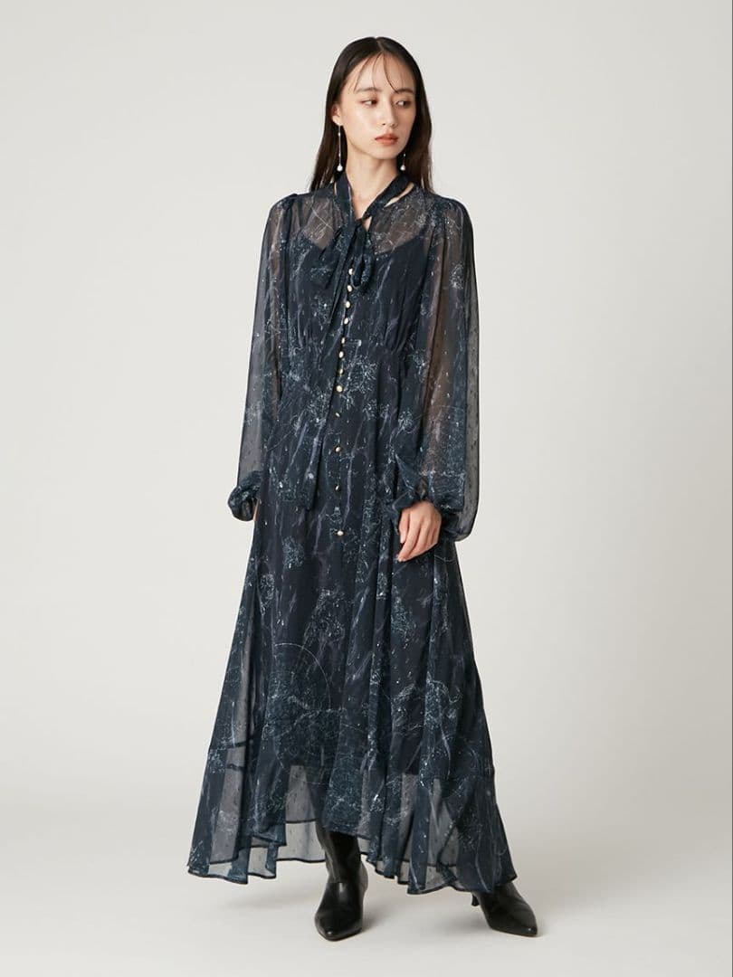 【新品未使用】FRAY I.D ホロスコーププリントリボンタイワンピース