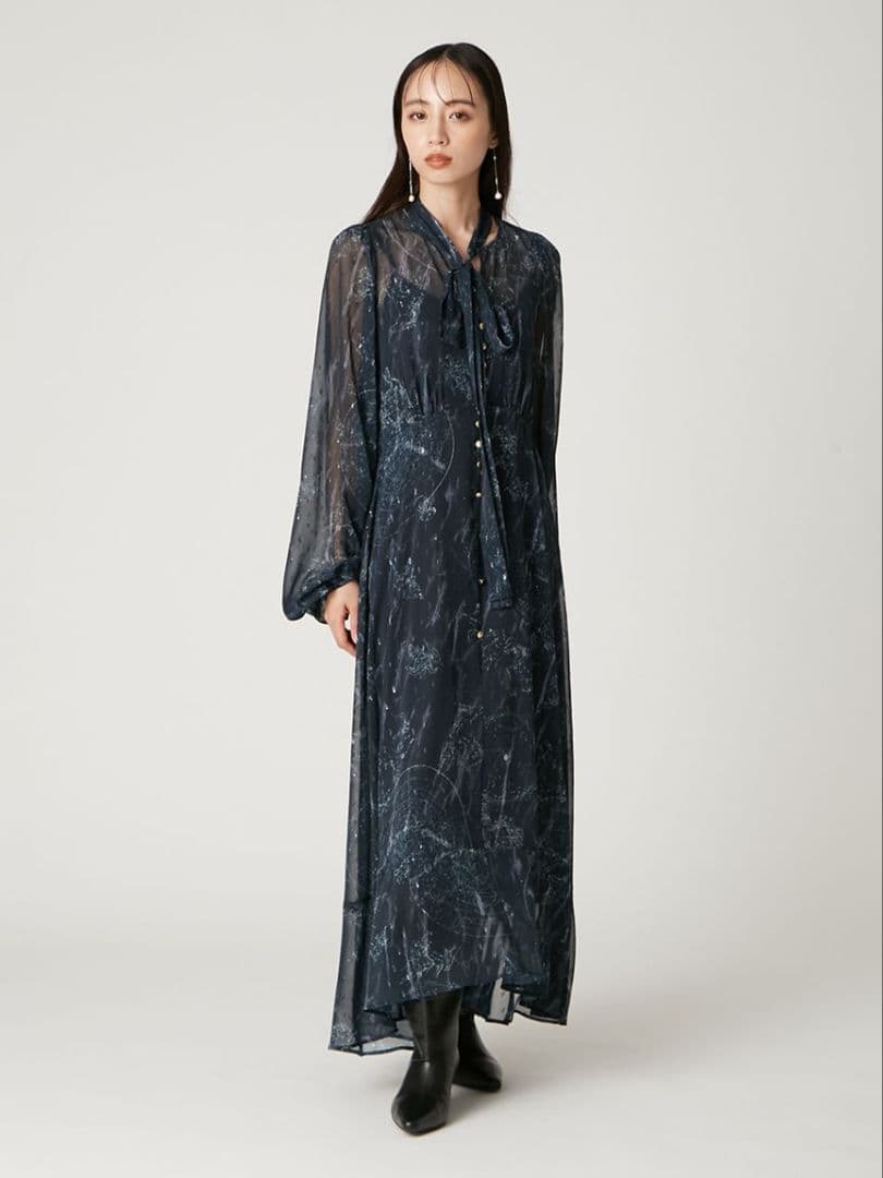 【新品未使用】FRAY I.D ホロスコーププリントリボンタイワンピース