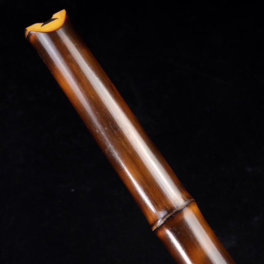 Y3273-2 琴古流 尺八 隆風銘 銀三線 螺鈿細工 全長51.5㎝ 竹製