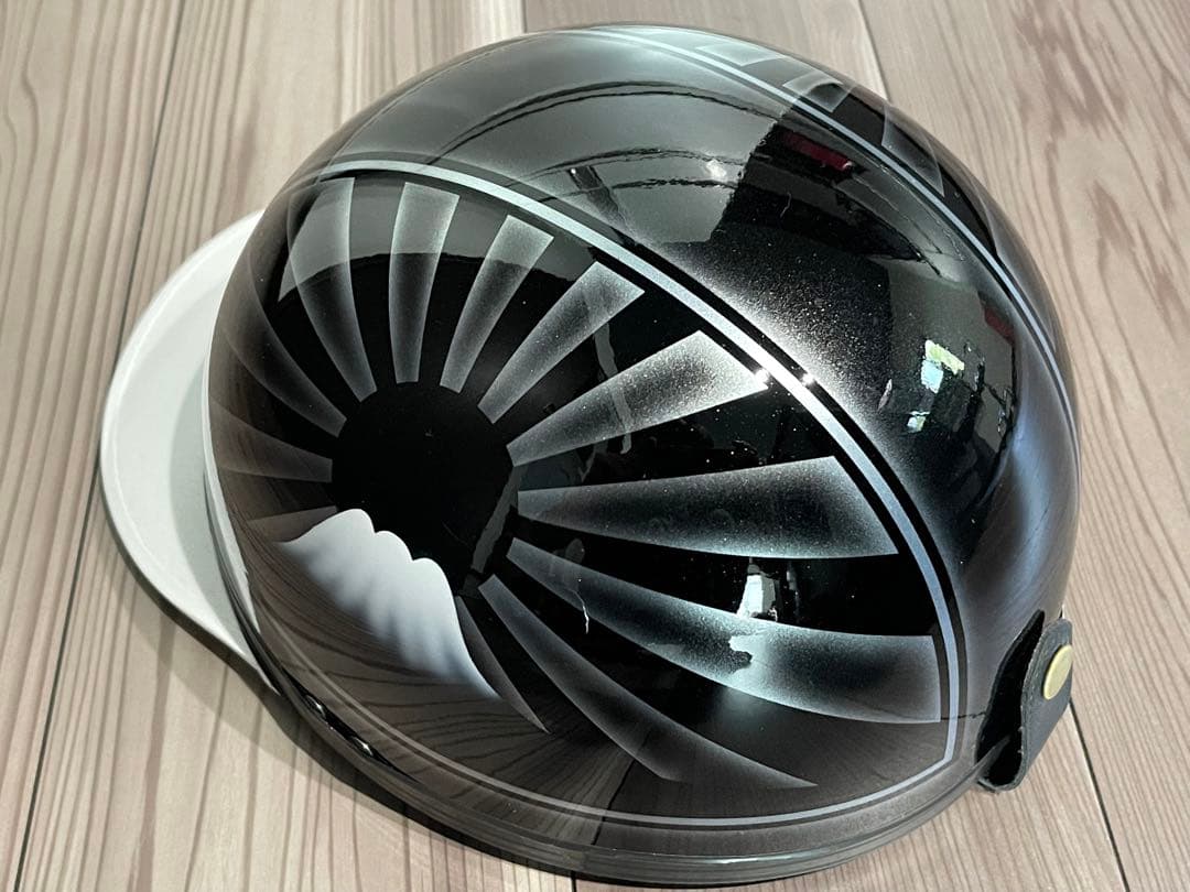 富士日章 コルク半 ヘルメット 旧車會 暴走族 アルフィン 軽スロ 旭風防 旗棒