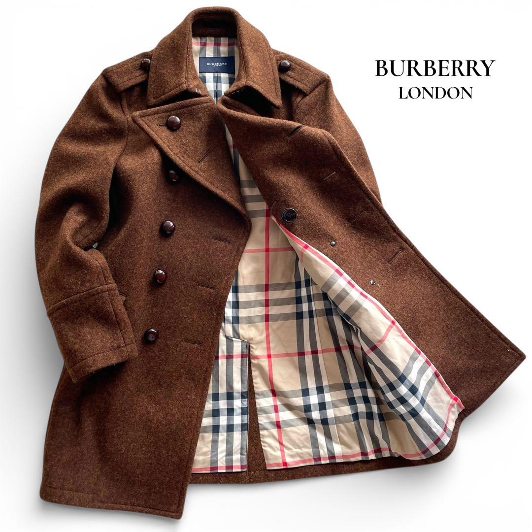 極美品✨バーバリーロンドン メルトンウール ダブルPコート ノバチェック L