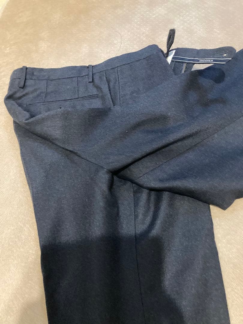 【incotex 】ネイビー スラックス ウール混紡