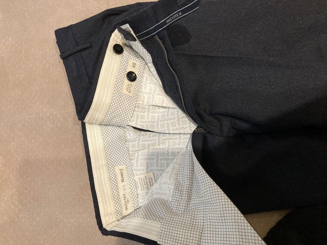 【incotex 】ネイビー スラックス ウール混紡