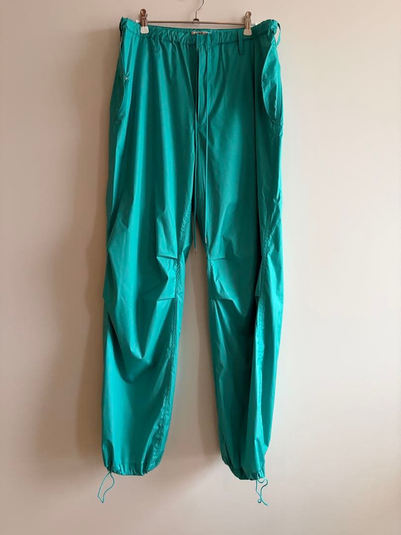 オーラリー AURALEEターコイズ ワークパンツ　ナイロン