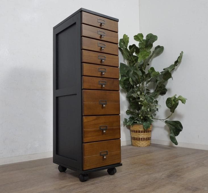【新品】北欧風 スリムチェスト 9段 ファイル収納　キャスター付き