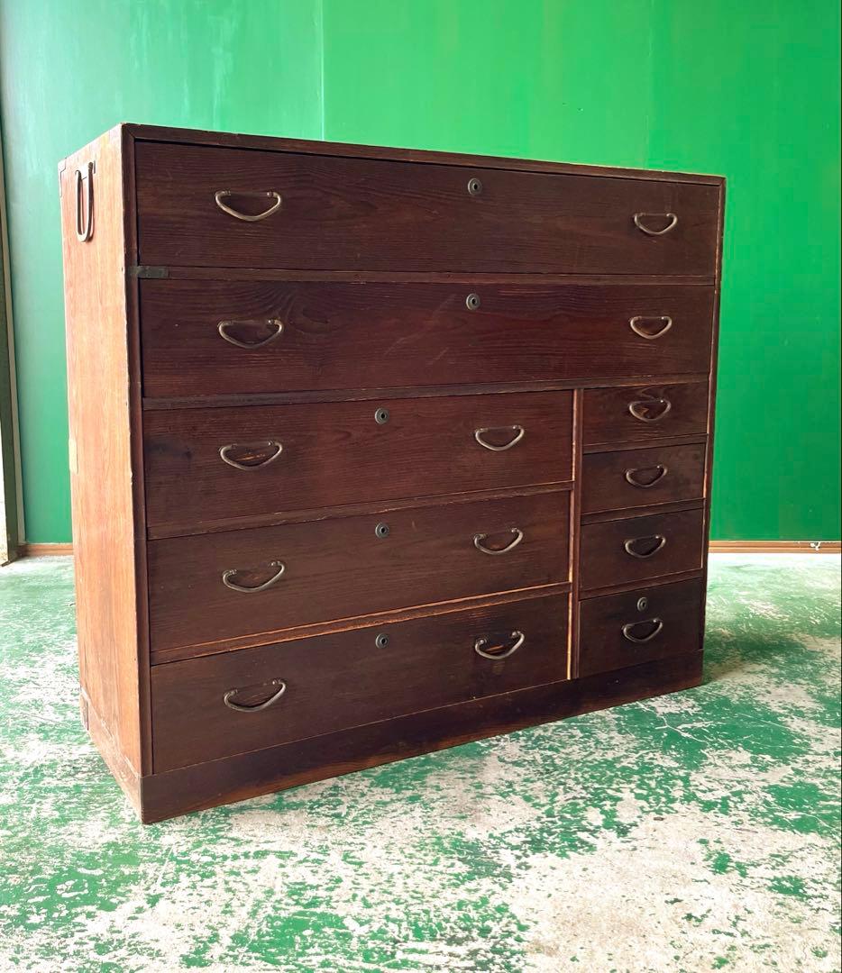 和箪笥 昭和レトロ 当時物 インテリア アンティーク ビンテージ 鉄金具