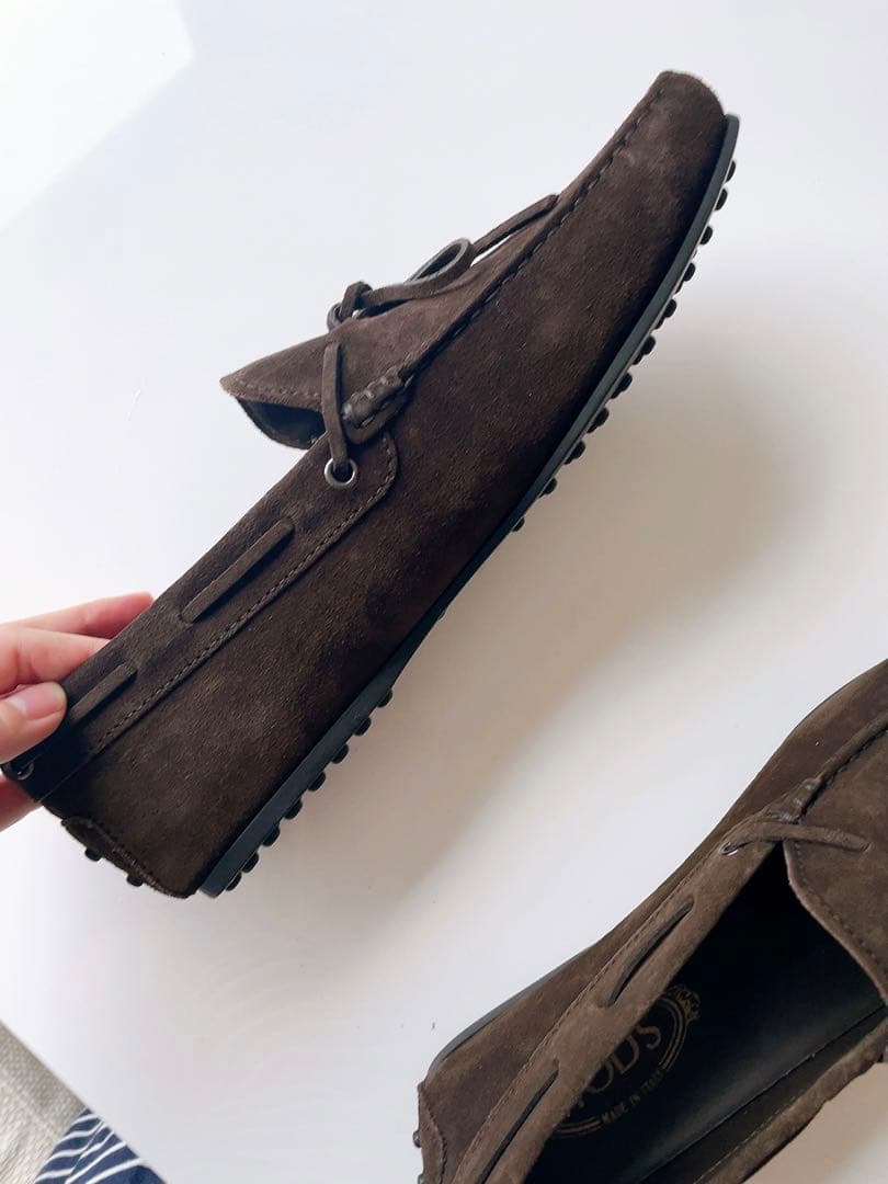 【ミャオサン】ブラウン スエード シティーゴンミーニ ドライビングシューズ