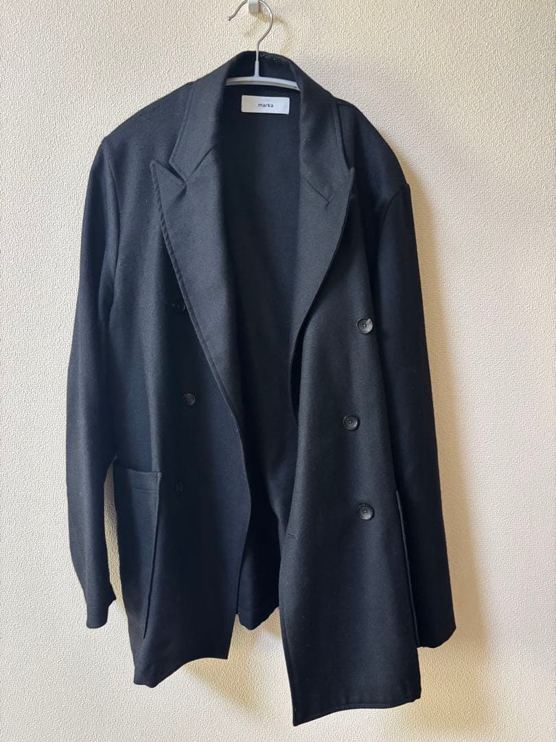Marka ウールソフトサージ / ダブルブレストシャツジャケット black
