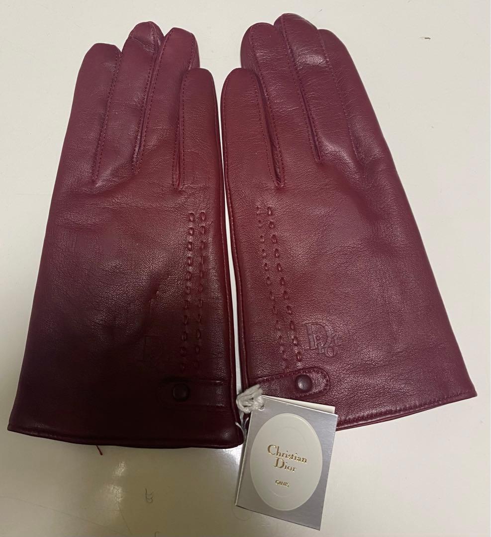 Dior 手袋 羊革 ラムレザー ワインレッド