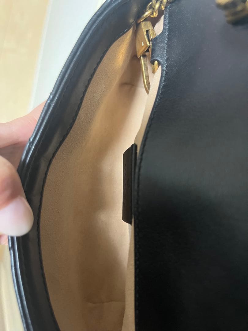 【美品】GUCCI グッチ　キルティングミニショルダーバッグ黒　GGマーモント