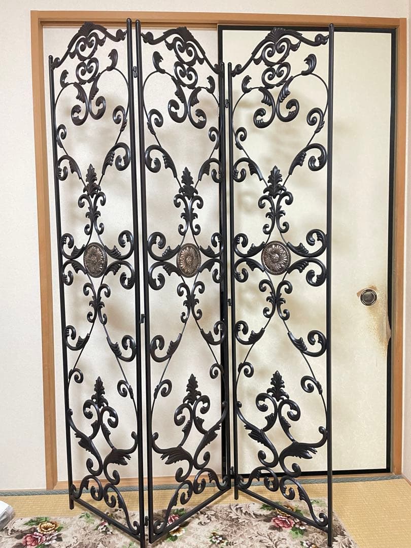 未使用品　アンティーク　アイアン3連パーテーション