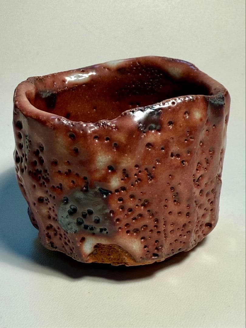 山田和　志野手斧目ぐい呑　共箱、共布、栞　未使用