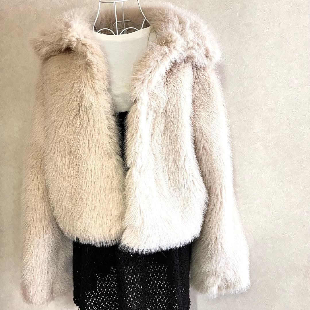 未使用【ZARA/ザラ】ショートフェイクファーコート S ライトベージュ