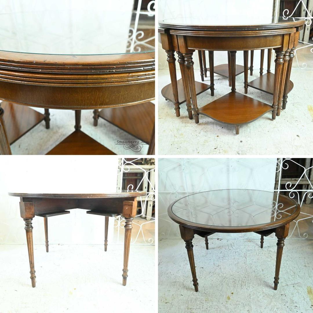 雅*様 【早い者勝ち】L3705-264 英国アンティーク 丸テーブル ネストテ