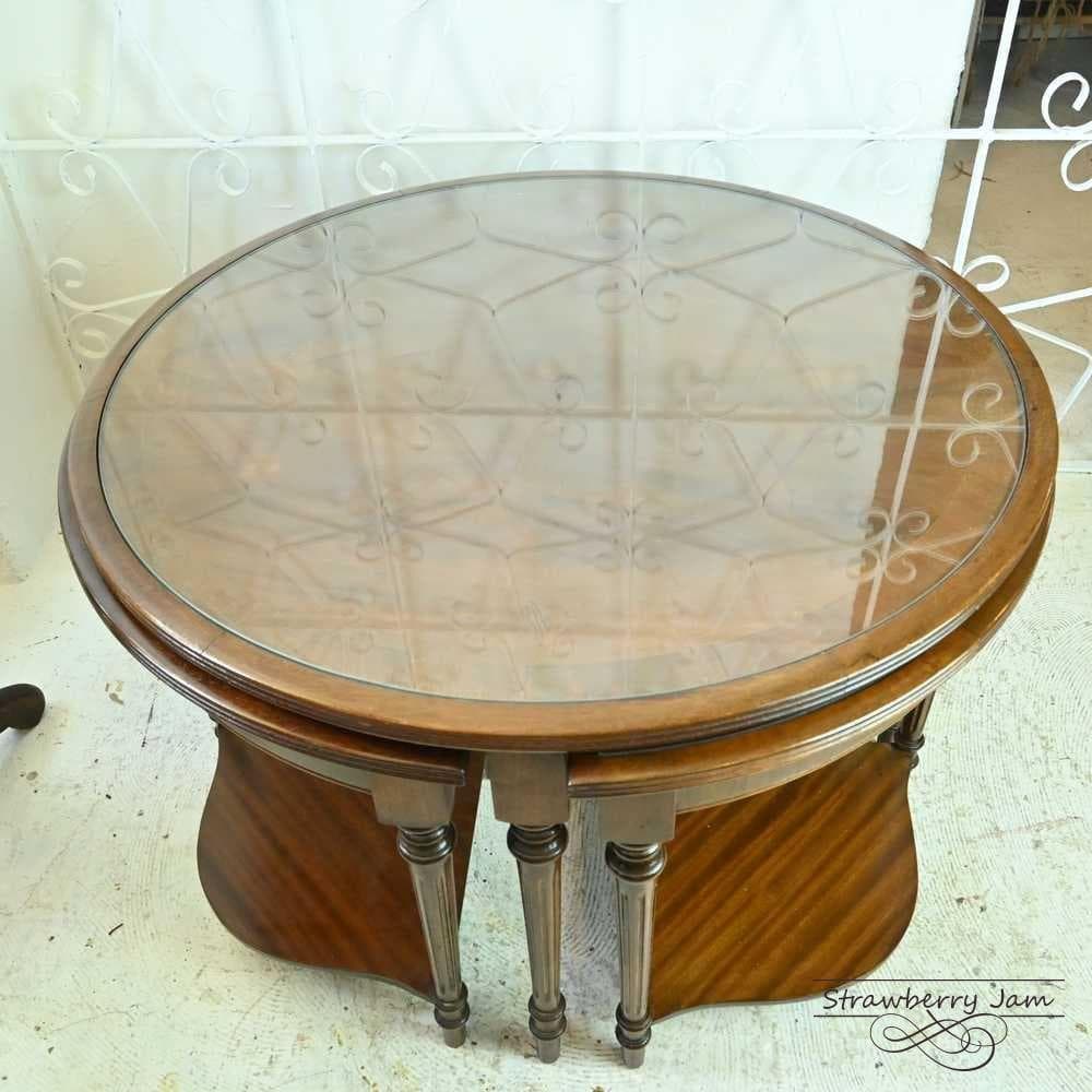 雅*様 【早い者勝ち】L3705-264 英国アンティーク 丸テーブル ネストテ