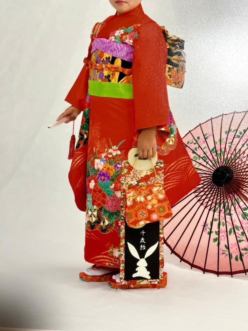 京都呉服七五三 子供用赤い着物セット
