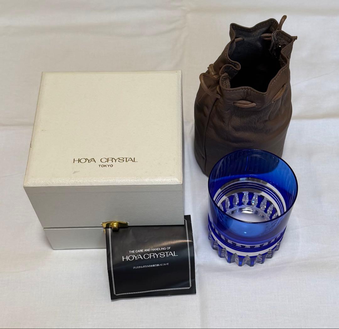 HOYA CRYSTAL 青いカットグラス