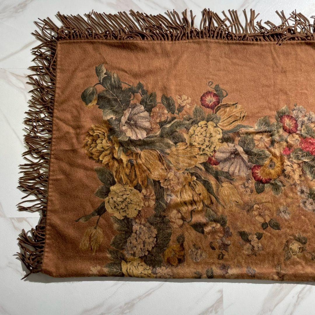 Loro Piana ロロピアーナ 大判ストール フリンジ フローラル カシミヤ