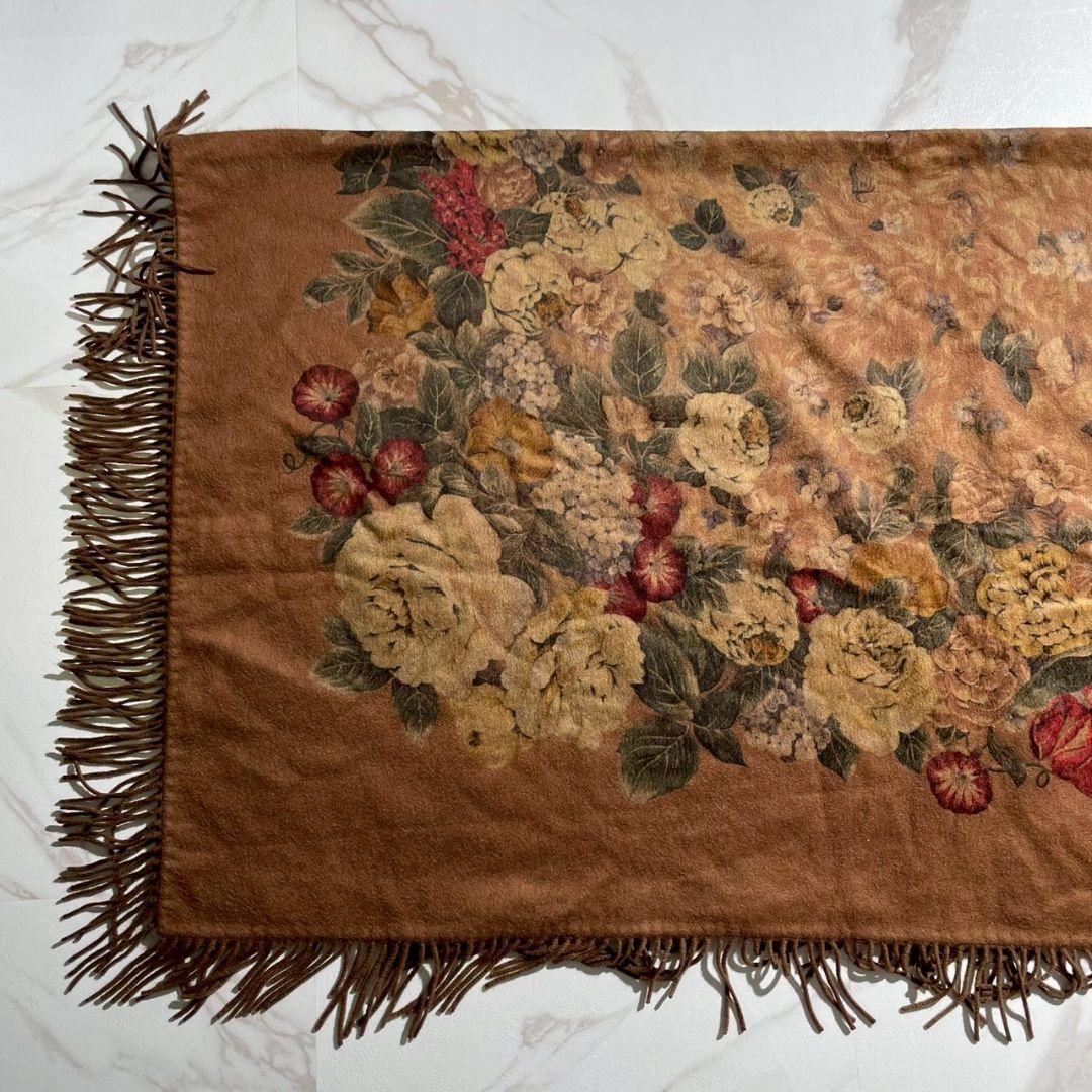 Loro Piana ロロピアーナ 大判ストール フリンジ フローラル カシミヤ