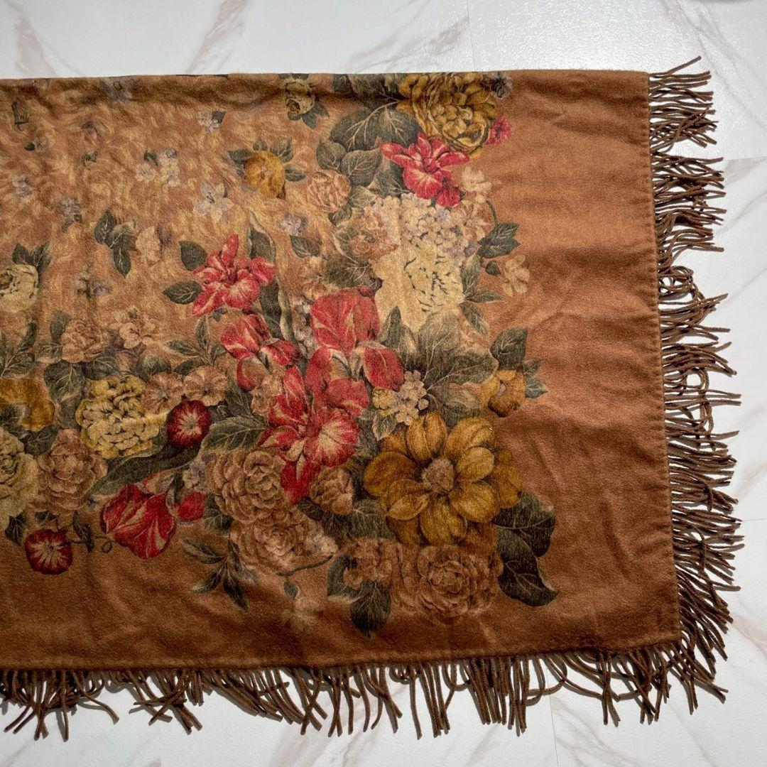 Loro Piana ロロピアーナ 大判ストール フリンジ フローラル カシミヤ