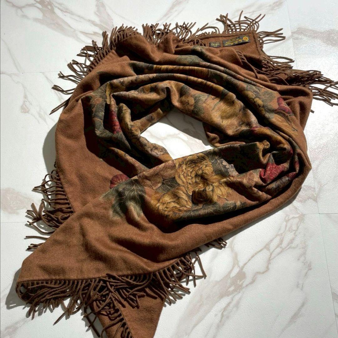 Loro Piana ロロピアーナ 大判ストール フリンジ フローラル カシミヤ