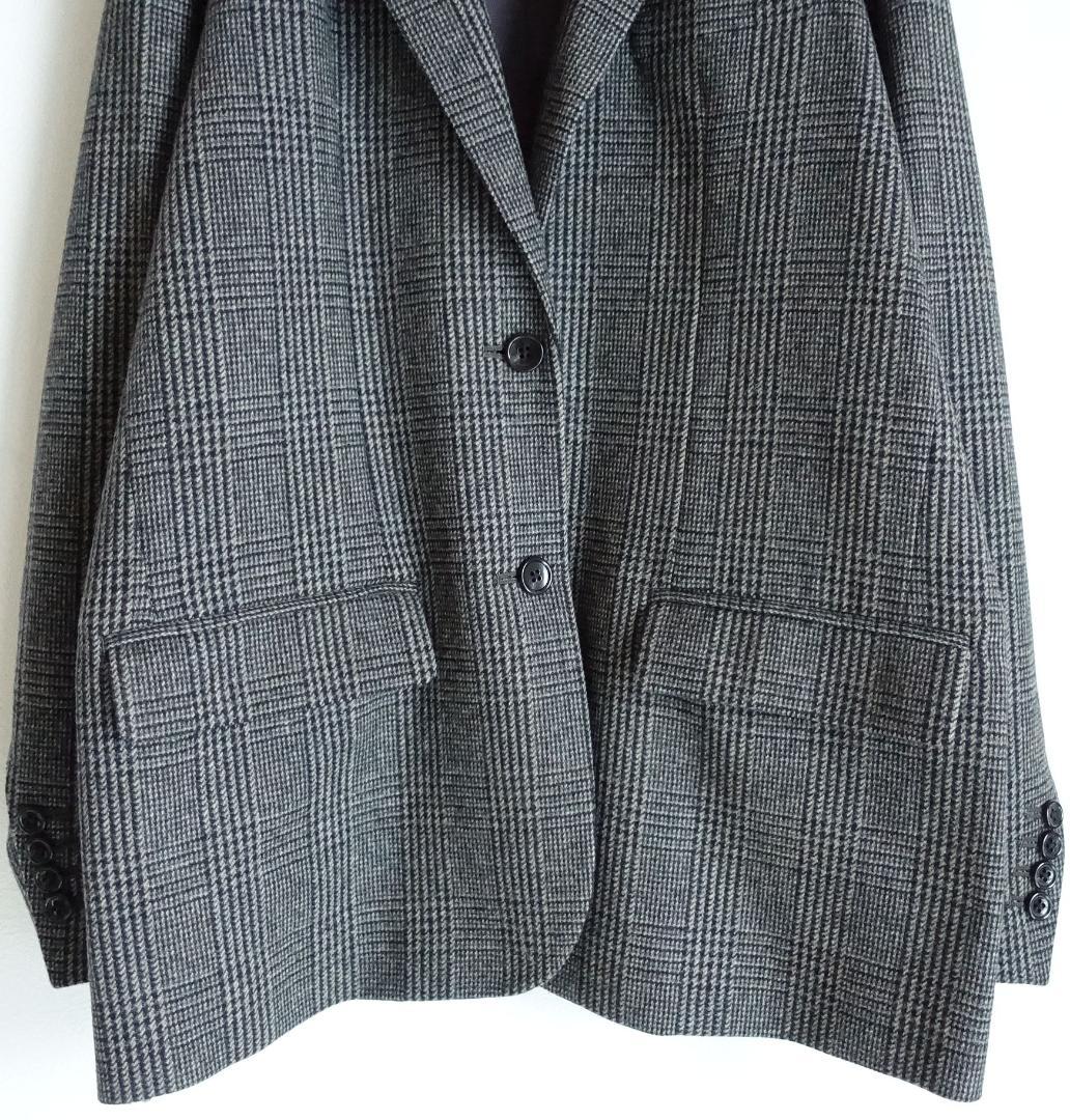 2021美品フレームワーク☆グレンチェックツィードテーラードジャケット36グレー