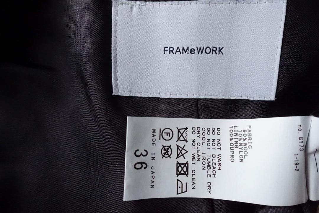 2021美品フレームワーク☆グレンチェックツィードテーラードジャケット36グレー