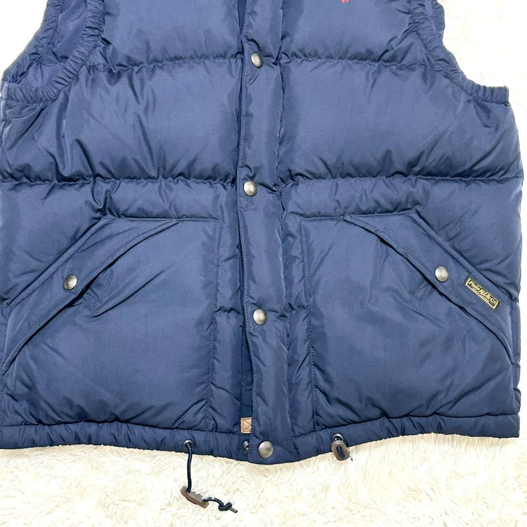 美品　ポロラルフローレン　ダウンベスト　肉厚　ネイビー　L　大きいサイズ　フード