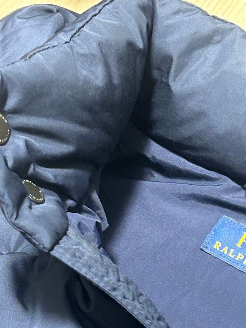 美品　ポロラルフローレン　ダウンベスト　肉厚　ネイビー　L　大きいサイズ　フード