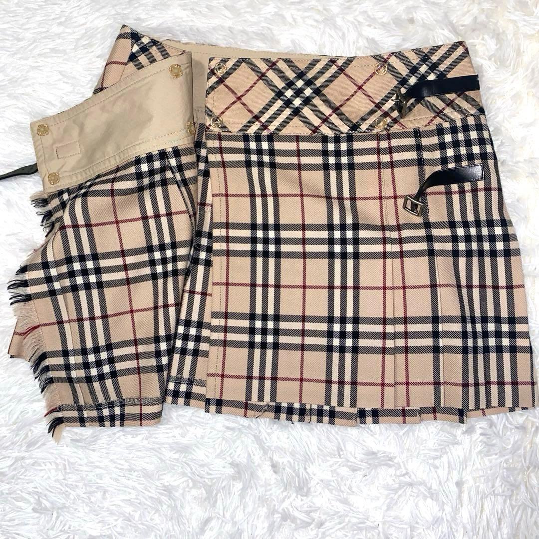 バーバリー　ミニスカート　巻きスカート　プリーツ　ノバチェック