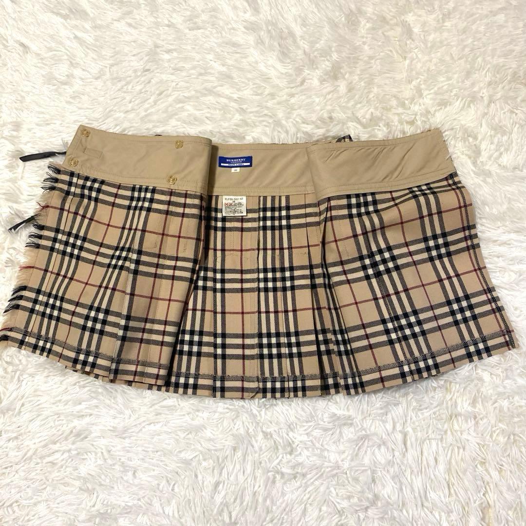 バーバリー　ミニスカート　巻きスカート　プリーツ　ノバチェック