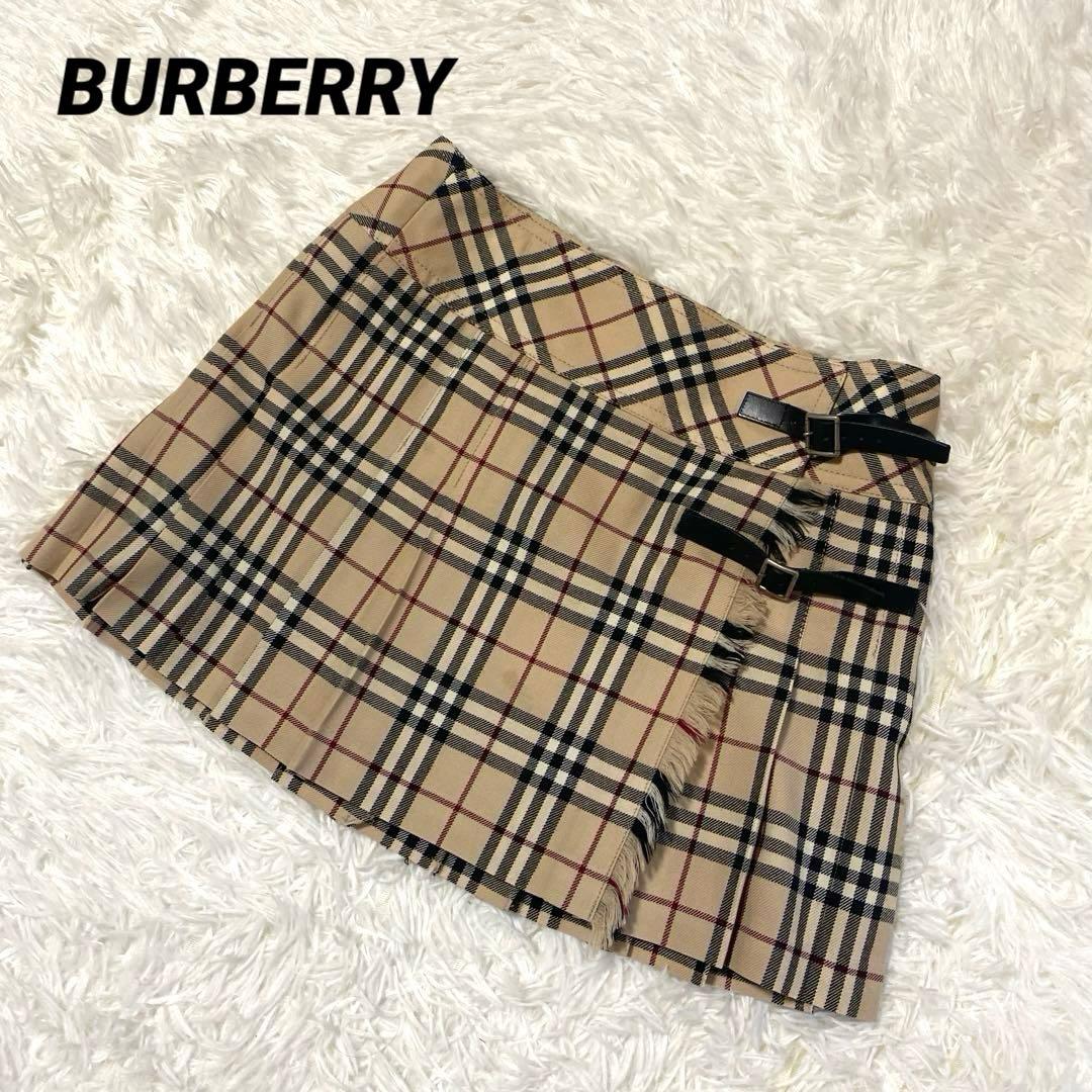 バーバリー　ミニスカート　巻きスカート　プリーツ　ノバチェック