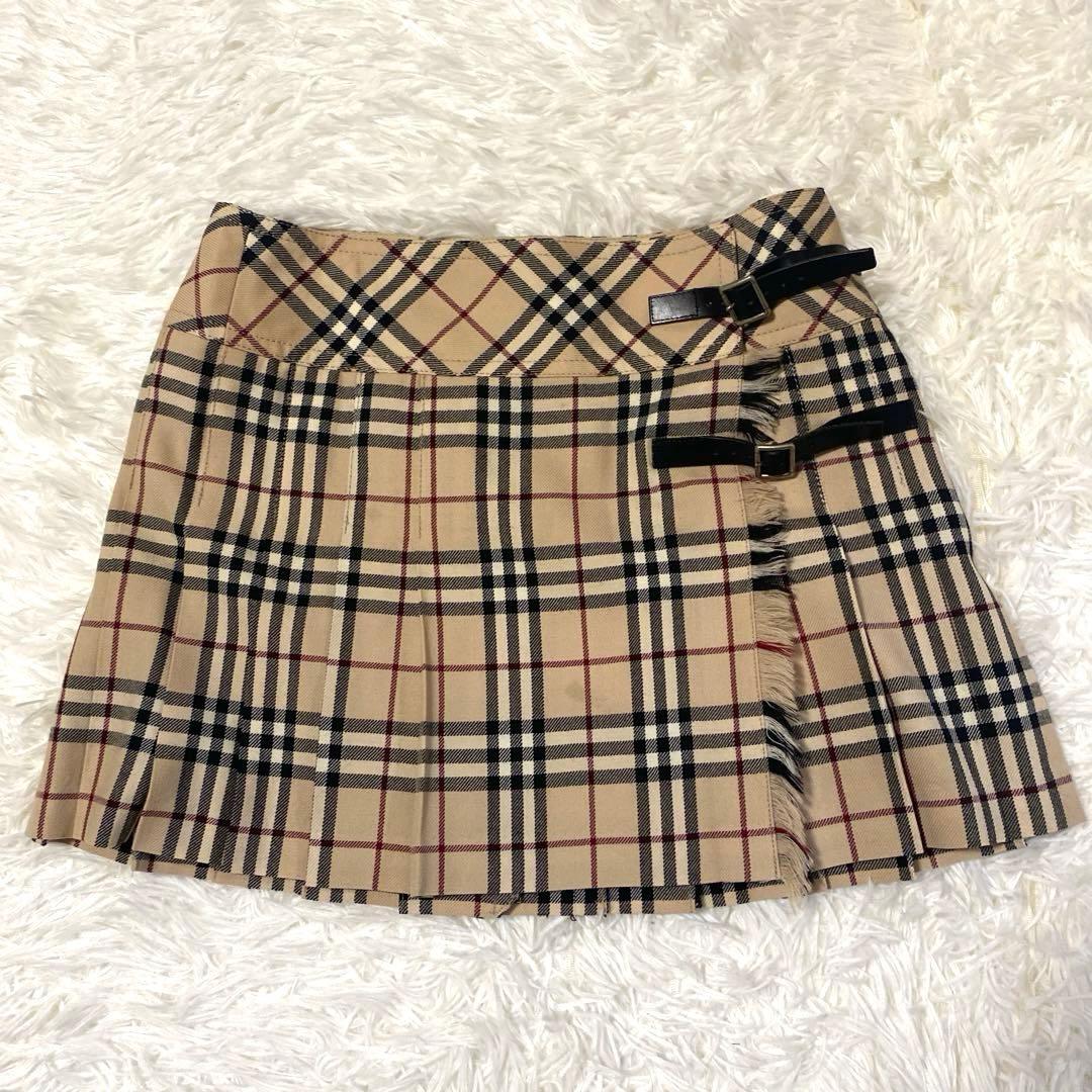 バーバリー　ミニスカート　巻きスカート　プリーツ　ノバチェック