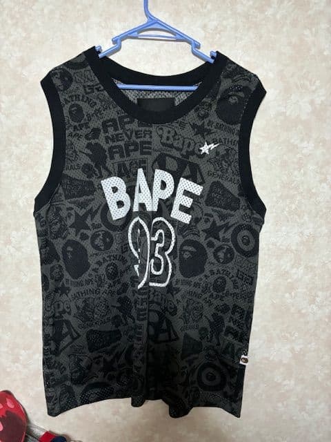 A BATHING APE バスケットボール タンクトップ BAPEロゴ黒