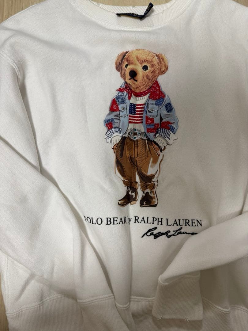 ✨レア ポロラルフローレン ワッペン トレーナー スウェット 白 ポロベア