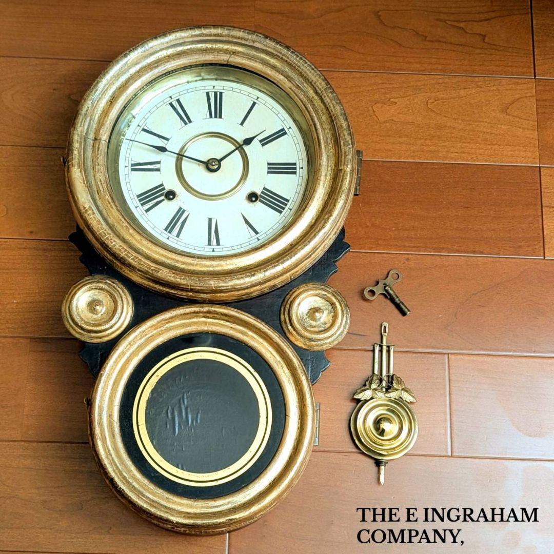 古時計　アンティーク掛時計　ダルマ掛時計　四つ丸掛時計　振り子時計　イングラハム
