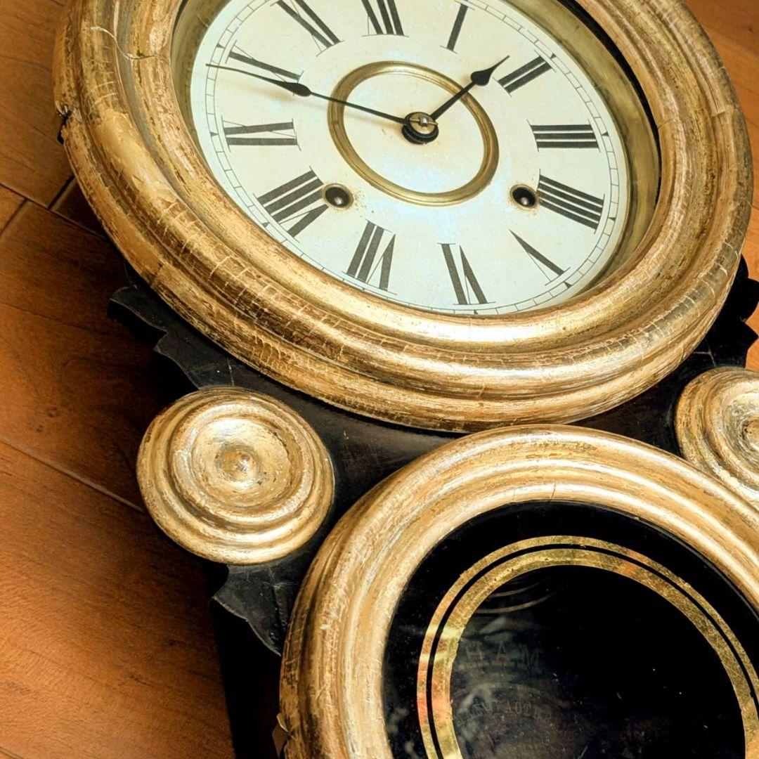 古時計　アンティーク掛時計　ダルマ掛時計　四つ丸掛時計　振り子時計　イングラハム