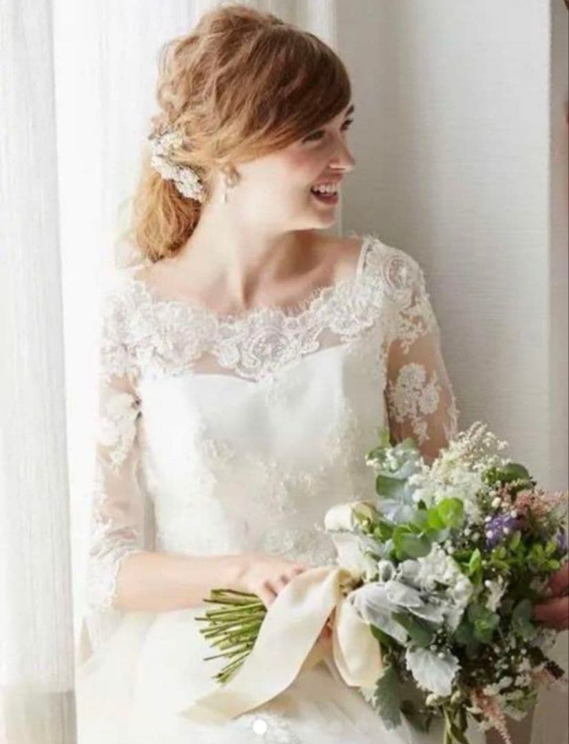 ウェディングボレロ レース パール ボレロ 七分袖 ホワイト 結婚式 ブライダル