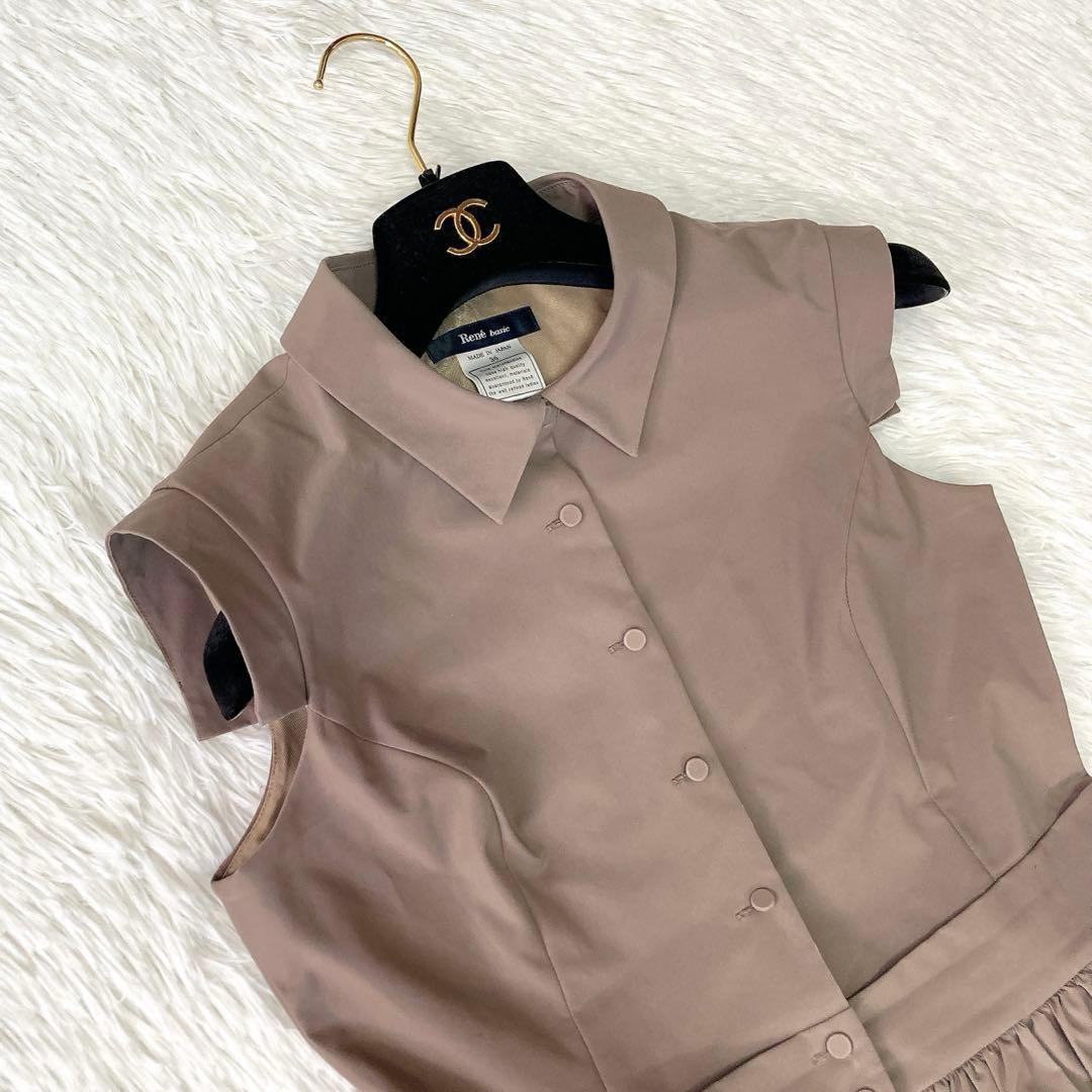【大人気】ルネ rene シャツワンピース ノースリーブ フレア Aライン