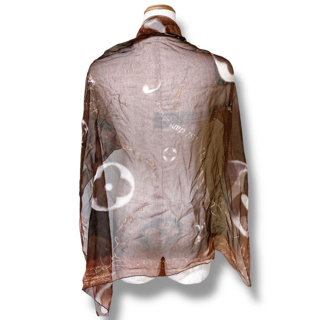 ルイヴィトン 良品 イタリア製 モノグラム シルク100% スカーフ ブラウン