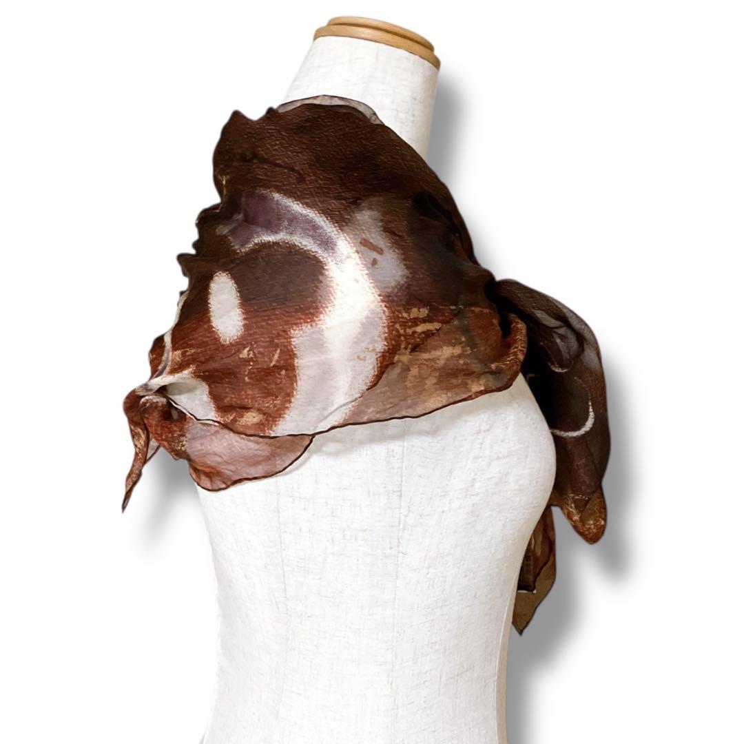 ルイヴィトン 良品 イタリア製 モノグラム シルク100% スカーフ ブラウン