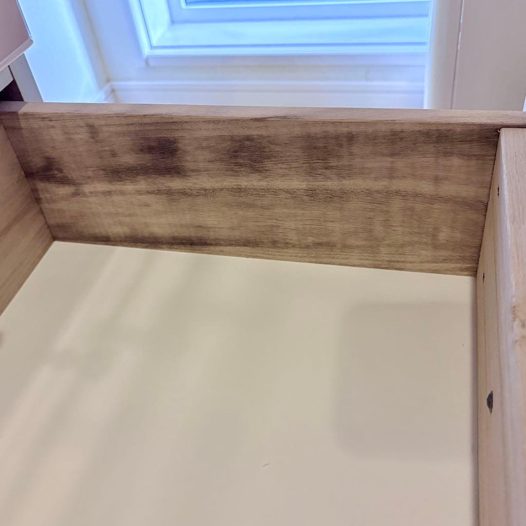 6段チェスト ピンク クリスタル取っ手 鏡面仕上げ