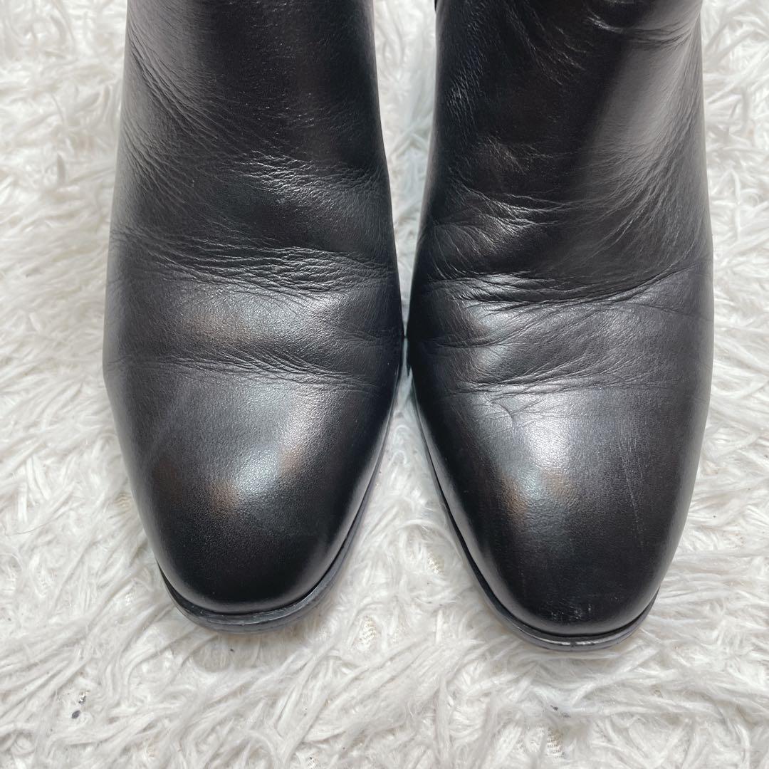 lui's ルイス　ヒールブーツ　サイドジップ　レザー　ブラック　黒　26.5